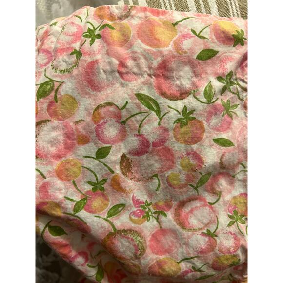 Vintage handmade hostess apron. Cotton fabric with Pink and yellow peaches - Picture 5 of 7